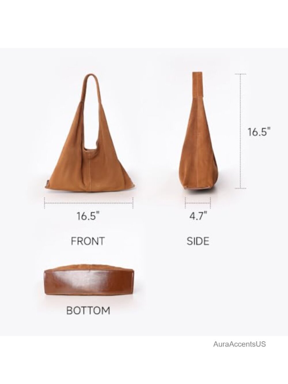 Genuine Suede Leather Hobo Bag for Women Large Slouchy Crescent Shoulder Tote - Picture 2 of 6